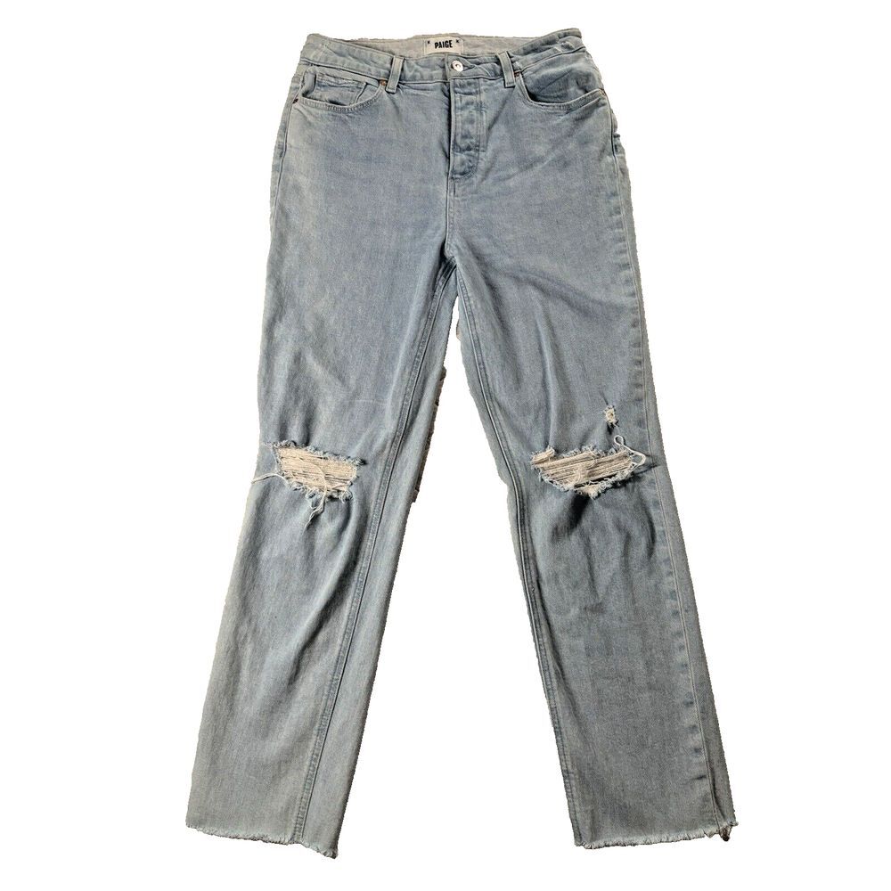 Paige Jeans Womens 30 Sarah Straight Ankle High Rise Crash Destructed Stretch